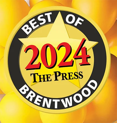 A graphic boasting Balanced Wellness & Beauty's Best of Brentwood 2025 award from The Press