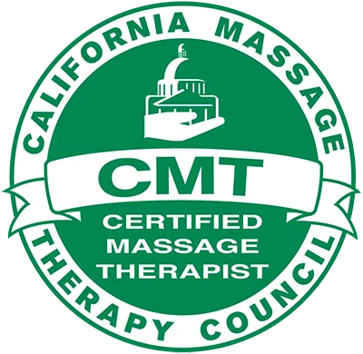 Badge declaring Balanced Wellness & Beauty's massage therapists to be certified by the California Massage Therapy Council